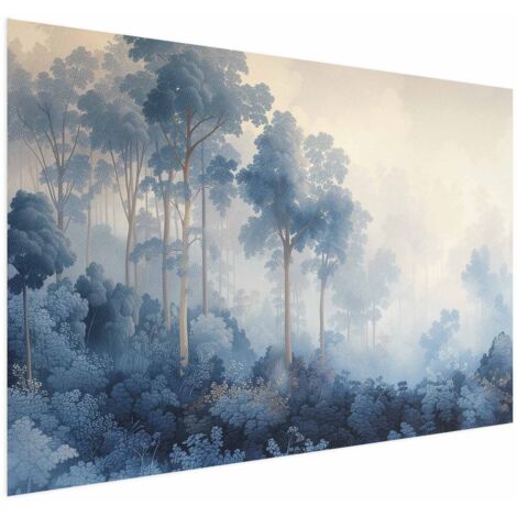 Póster - Un bosque en tonos azules brumosos