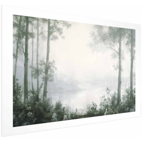 Poster - Una foresta e uno stagno in verde patinato