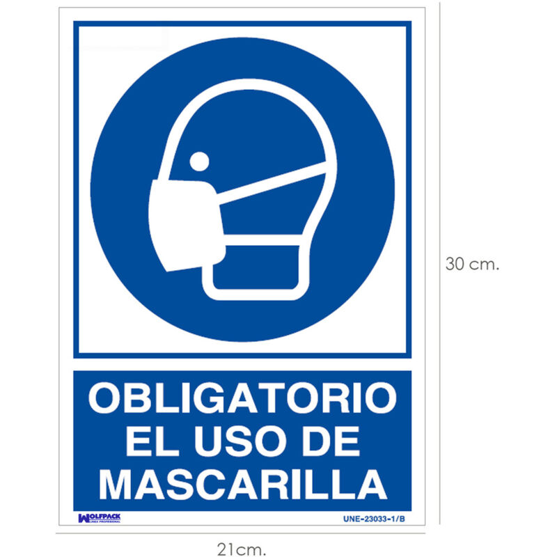 WOLFPACK LINEA PROFESIONAL - Poster obbligatorio el Utilizzare di Maschera 30x21 cm.