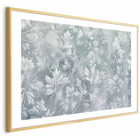 Poster – Vintage-Blumenmuster in gedecktem Türkis