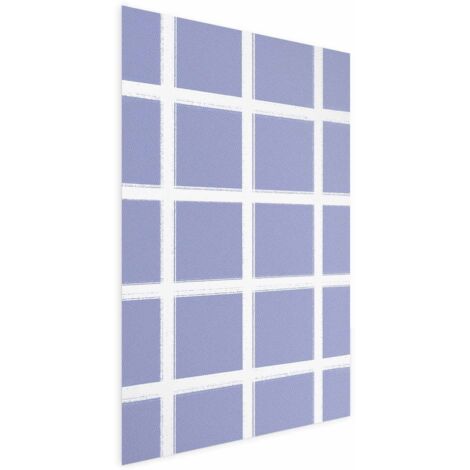 Poster – Weiße Linien – ein Raster mit großem Maschenmuster auf blauem Hintergrund