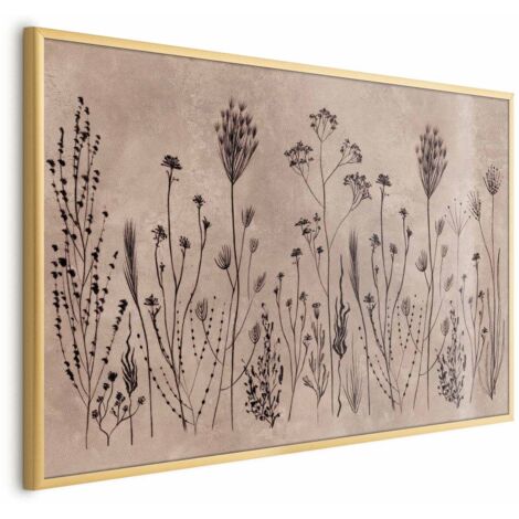 Poster – Wildblumen – schwarze Pflanzen auf kalkfarbenem Hintergrund