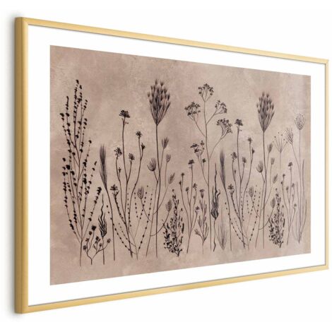 Poster – Wildblumen – schwarze Pflanzen auf kalkfarbenem Hintergrund