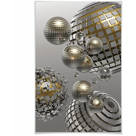 Poster XXL 3D Disco Ball Silver Orb Balls affiche murale 115x175 cm - gris