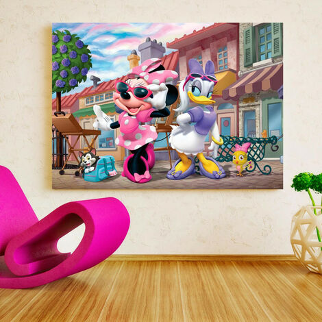 Poster XXL intisse Minnie et Daisy en ville Disney 160X115 CM - Multicolor