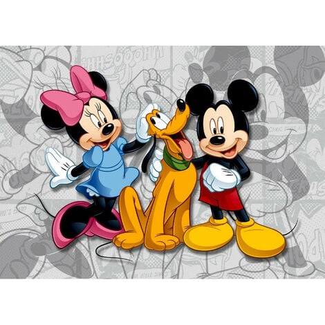 Poster XXL Mickey Minnie Mouse Disney en gris 155X110 cm
