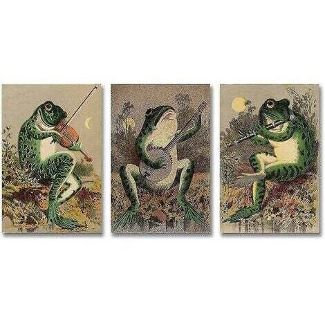 pósteres divertidos para la pared del baño: póster de arte de rana, pintura sobre lienzo, rana vintage
