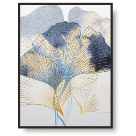 Pósteres dorados con flores para pared, para sala de estar, dormitorio, 50 x 70 cm