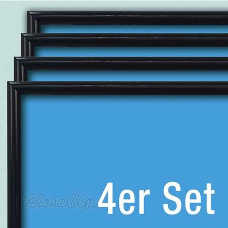 Posterrahmen 70 x 100cm schwarz (4er Set) 4 Rahmen, Kunststoffleiste (Leistenbreite 12mm), PVC-Scheibe (unzerbrechlich)
