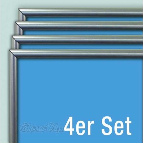 Posterrahmen 70 x 100cm silber (4er Set) 4 Rahmen, Kunststoffleiste (Leistenbreite 12mm), PVC-Scheibe (unzerbrechlich)