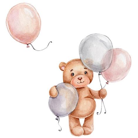posters Dcoratifs Pour Chambre D'enfant (fille) - Motif Animaux De La Jungle + Ballon Gonflable - Gris/rose