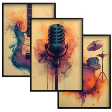 Pósters de pared con marcos Cuadros de pared modernos Música Guitarra