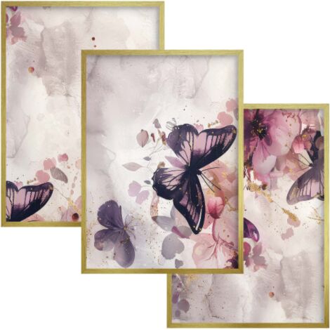 Pósters de pared, cuadros de pared, flores rosas, glamour dorado para el dormitorio