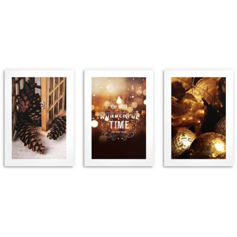 Pósters elegantes para el salón Decoraciones de pared Vacaciones Glamour Oro 3x30x40