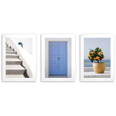 Pósters elegantes para el salón estilo minimalista Santorini Grecia 3x50x70