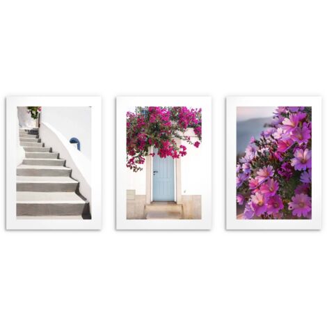 Pósters elegantes para la sala de estar Calles encantadoras de Santorini Grecia 3x30x40