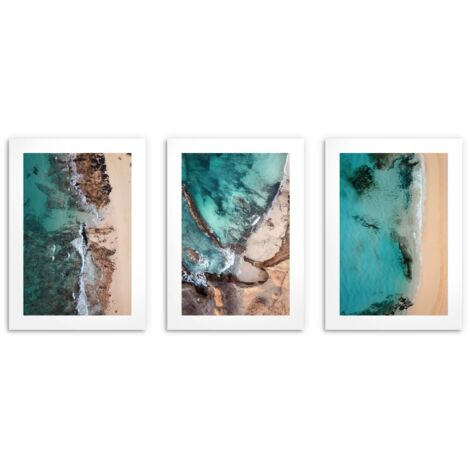 Pósters para la pared de la sala Costa arenosa Océano azul 3x30x40