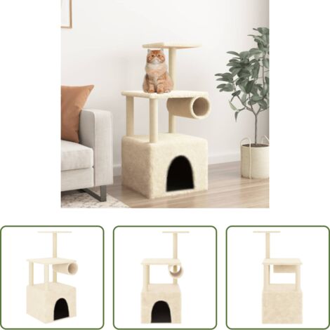 Postes de sisal -  Rascador para gatos con postes de sisal color crema 109,5 cm