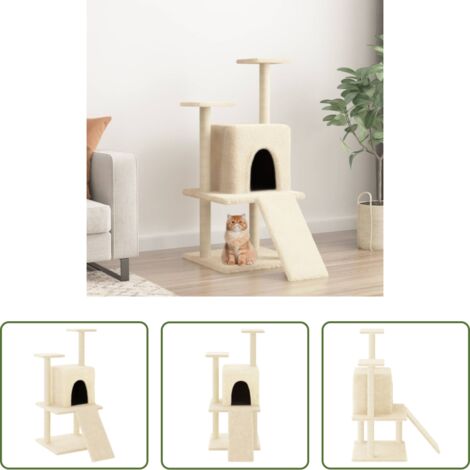 Postes de sisal -  Rascador para gatos con postes de sisal color crema 110 cm