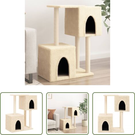 Postes de sisal -  Rascador para gatos con postes de sisal color crema 86 cm