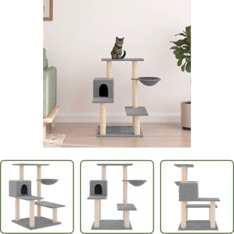 Postes de sisal -  Rascador para gatos con postes de sisal gris claro 82,5 cm