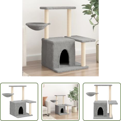 Postes de sisal -  Rascador para gatos con postes de sisal gris claro 83 cm