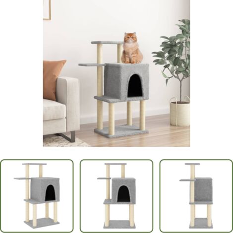 Postes de sisal -  Rascador para gatos con postes de sisal gris claro 97 cm