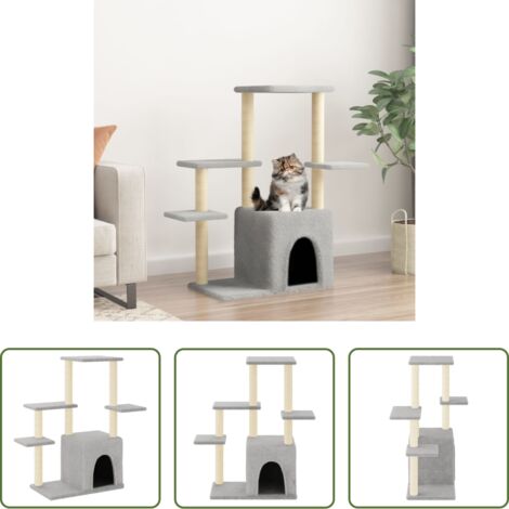 Postes de sisal -  Rascador para gatos con postes de sisal gris claro 97,5 cm