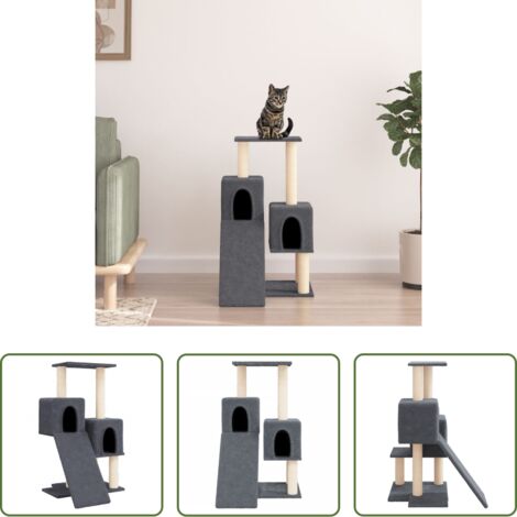 Postes de sisal -  Rascador para gatos con postes de sisal gris oscuro 82 cm