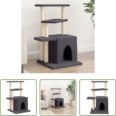 Postes de sisal -  Rascador para gatos con postes de sisal gris oscuro 83,5 cm