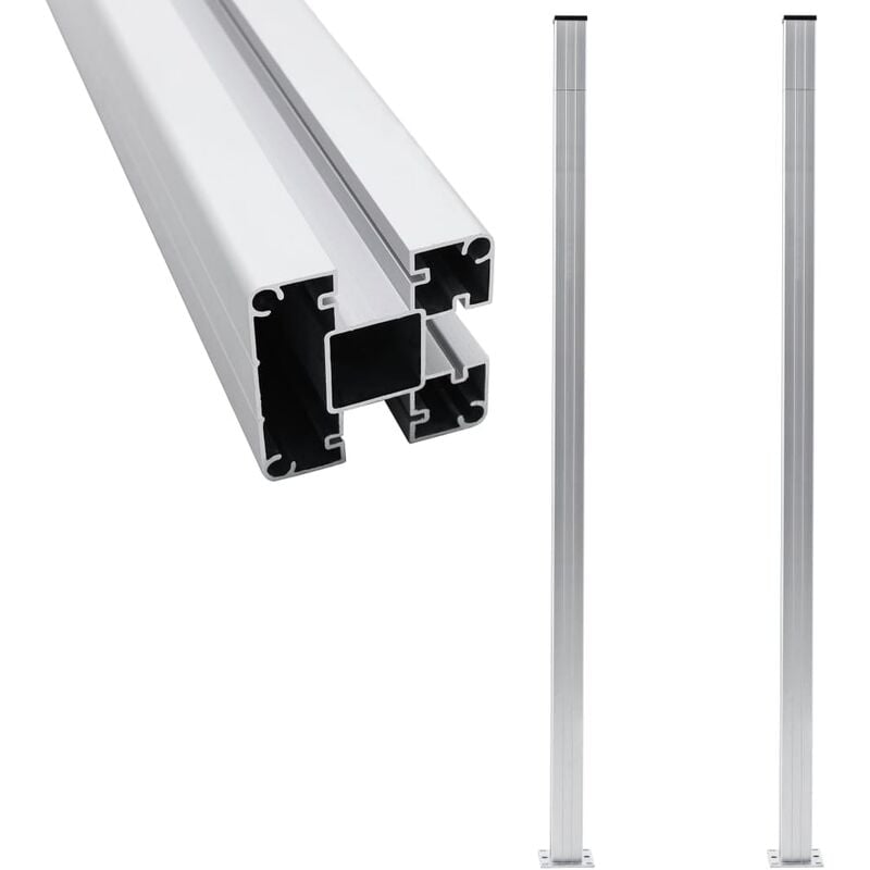 

Postes de valla 2 unidades aluminio 185 cm - Plateado