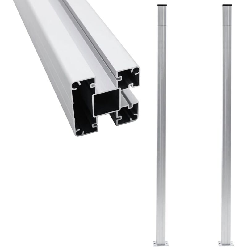 

vidaXL Postes de valla 2 unidades aluminio 185 cm - Plateado