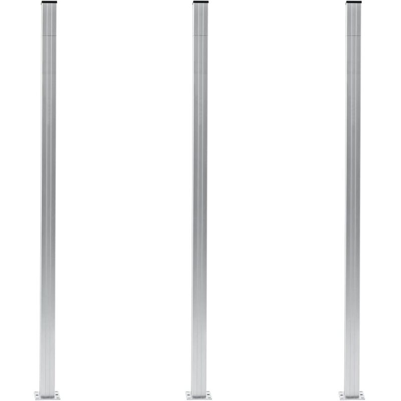 

Postes de valla 3 unidades aluminio 185 cm
