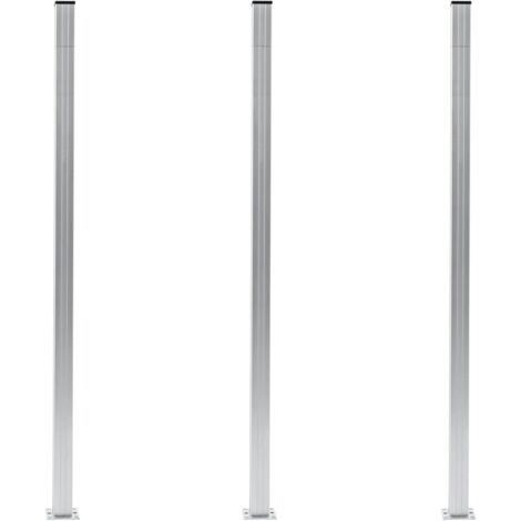 Postes de valla 3 unidades aluminio 185 cm
