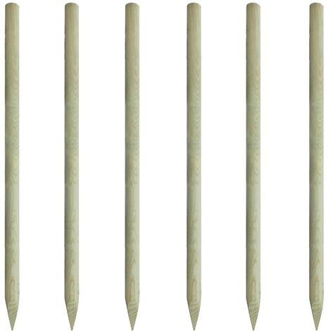 Postes de valla 6 unidades de madera 200 cm