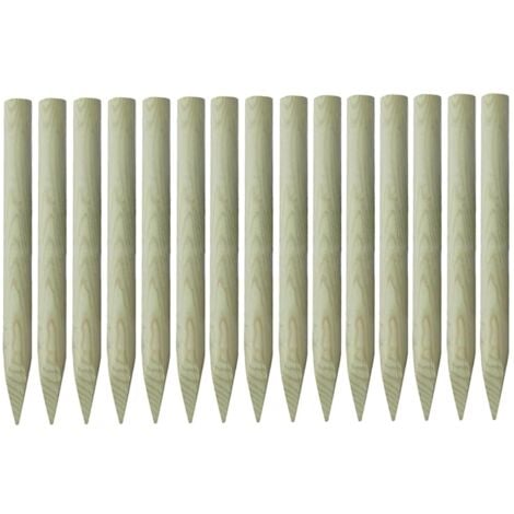 Postes puntiagudos de valla 15 uds pino impregnado 4x100 cm