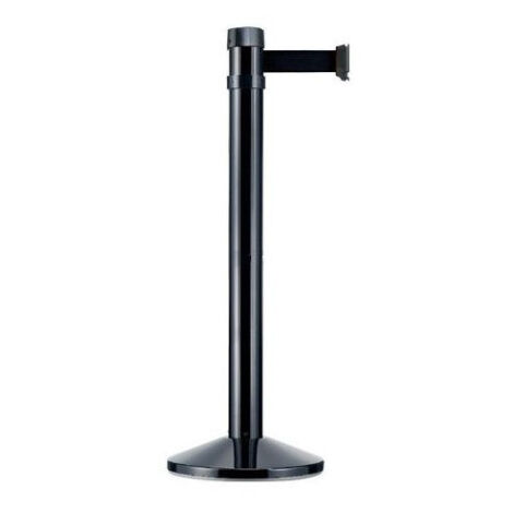 Postes separadores negro (con cinta extensible retráctil) 2m, Ø50mm  Negro