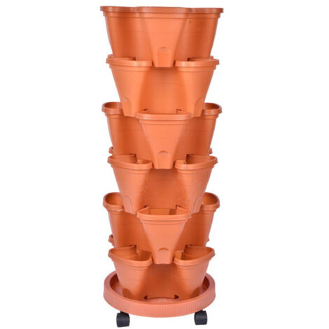 Pot 3D à 6 Fleurs + Plateau Tournant - Jardinière Créative Modulable en Plastique pour Balcon et Cultures