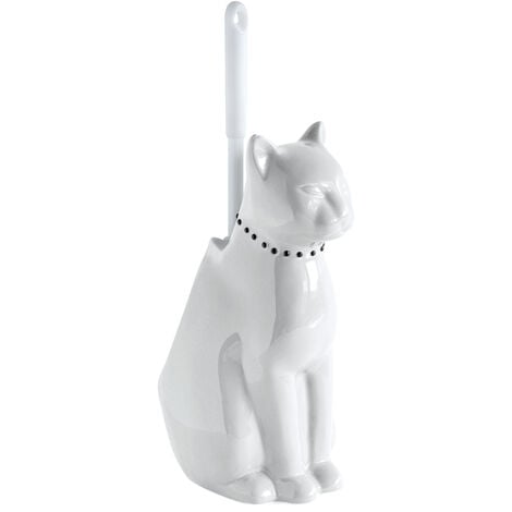 GELCO pot à balai brosse wc chat blanc ceramique onyx