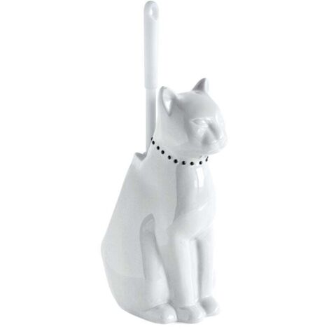 pot à balai brosse wc chat blanc ceramique onyx