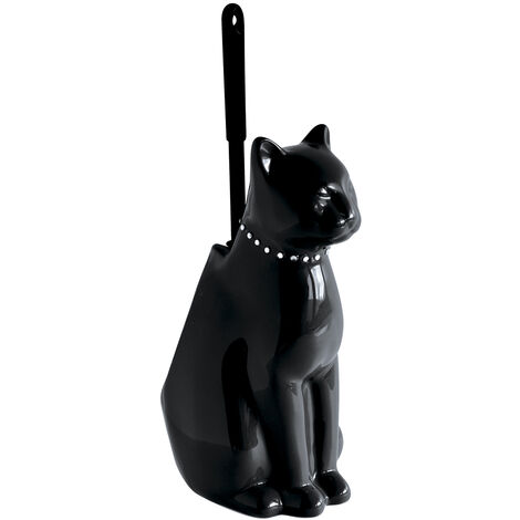 pot à balai brosse wc chat noir onyx