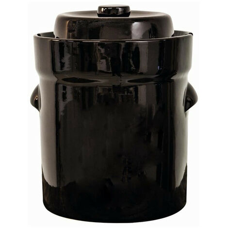 Pot à choucroute pour la lacto-fermentation + pierres/couvercle 5L Marron