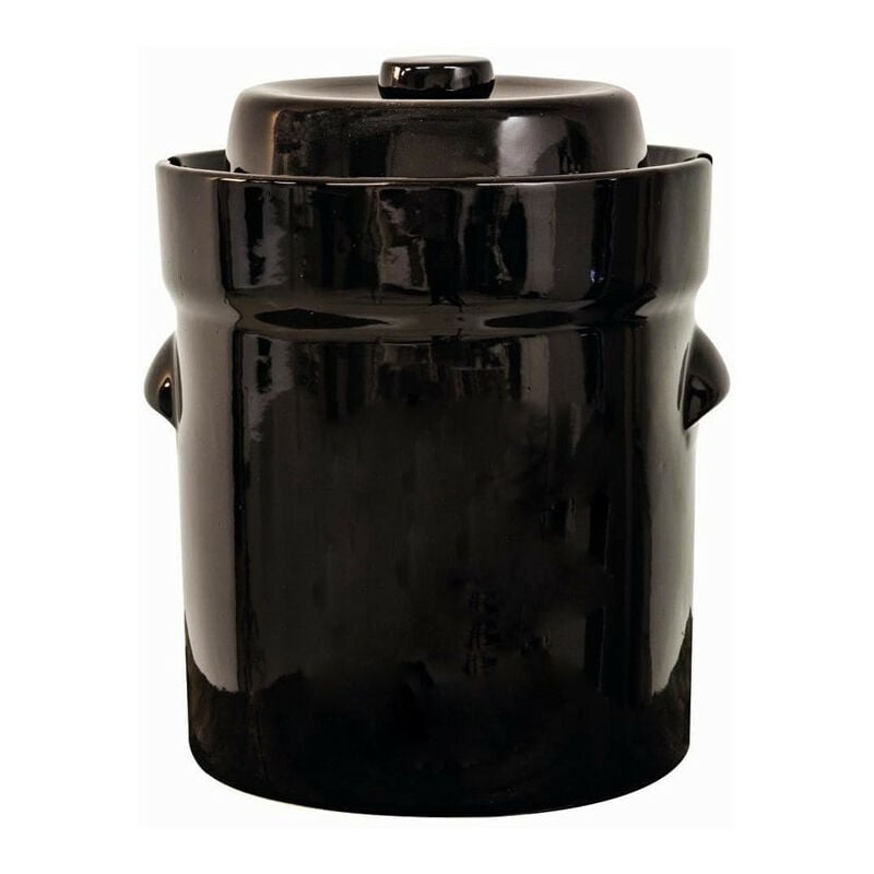 Outils Et Nature - Pot à choucroute pour la lacto-fermentation + pierres/couvercle 10L Marron