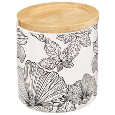 Pot à Coton Imprimé "Blackflora" 11cm Blanc