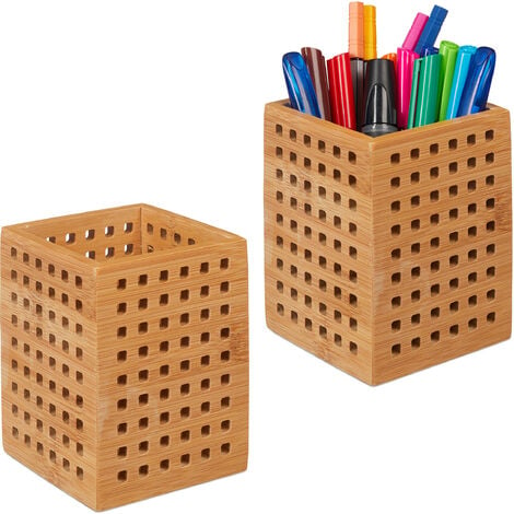 ZIPD Porte-Stylo en Bois Paute de Stylo en Bois Simple Pot de Crayon  Multifonction Accessoires de Bureau (Couleur : B, Size : 9.5x7.8x7.8cm) :  : Fournitures de bureau