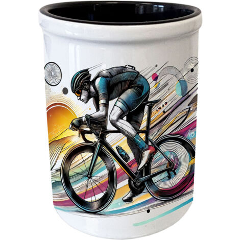 Pot à crayons cycliste en céramique