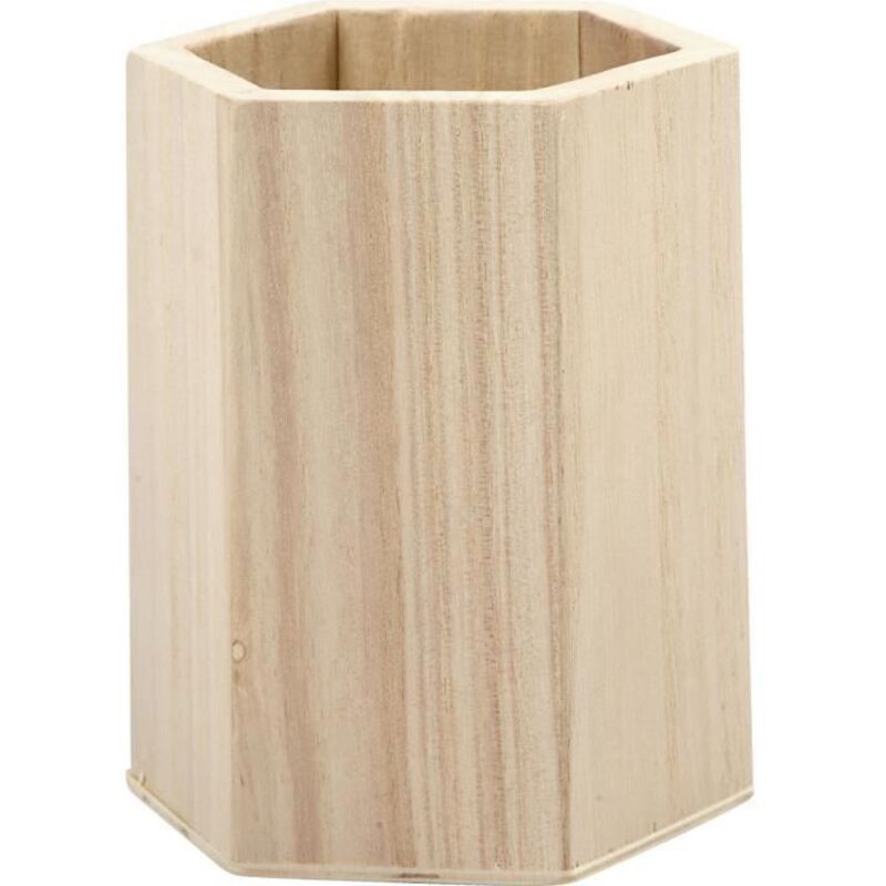 Pot à crayons - Hexagonal - Bois clair - Réf 57450 - Design élégant