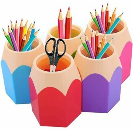 Pot à Crayons Lot de 5 Assortd Couleur Stylo Vase Pot à Crayons Maquillage Brosse Support Organiseur de Bureau Papeterie Organiseurs