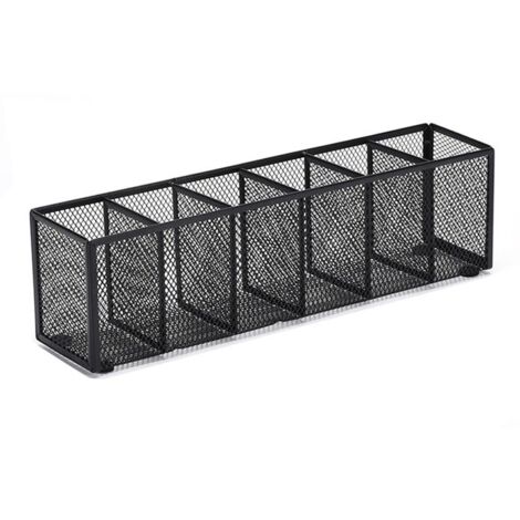 Pot à crayons, panier de rangement en maille noire, bureau à compartiments, porte-pinceaux de maquillage, bureaux, 34 x 9,5 x 8 cm