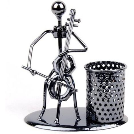 Pot à crayons/porte-stylo en fer forgé avec motif musical - Décoration de bureau/maison - Cadeau (c72 Violoncelle)